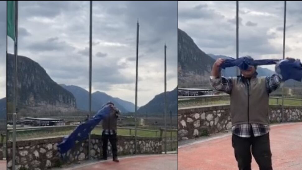 Fugatti e il video della bandiera Ue ammainata: "Ci ha abbandonati"
