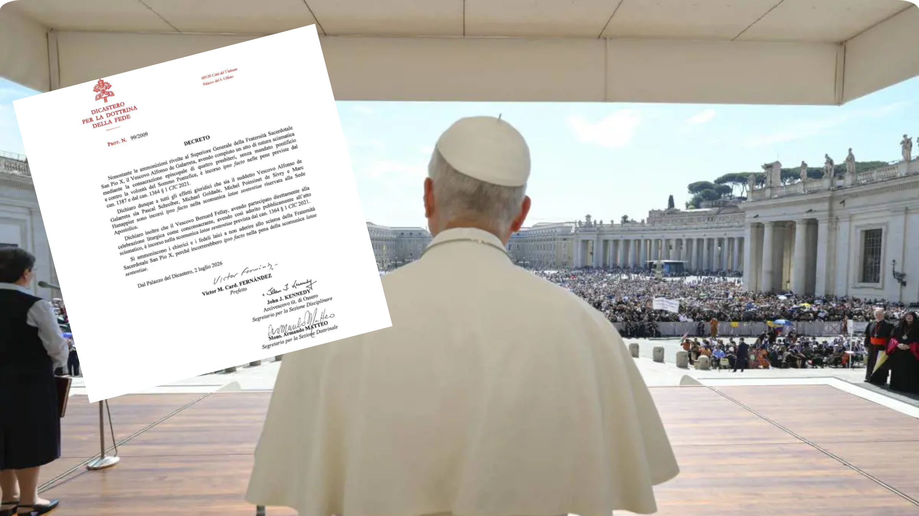 Il Vaticano scomunica i lefebvriani: il decreto. Ecco le conseguenze