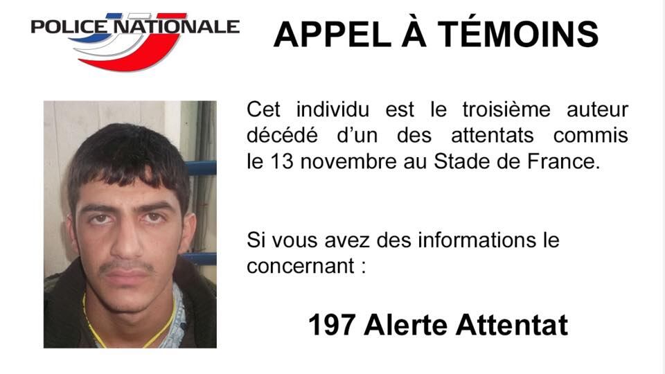 Parigi, diramata la foto del terzo kamikaze