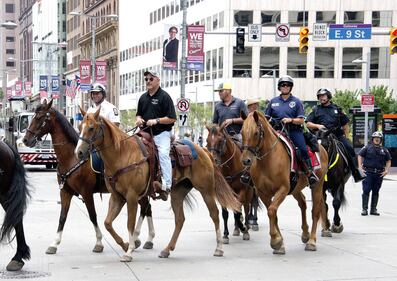 Poliziotti a cavallo, in bici e sui tetti 5