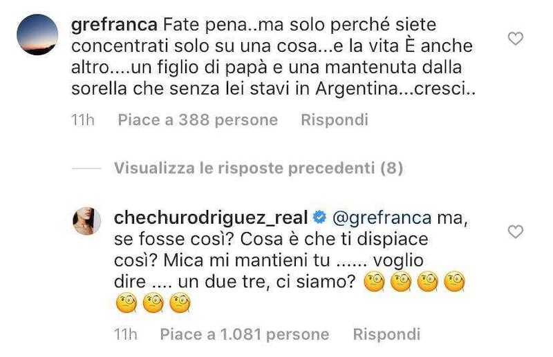 Cecilia Rodriguez accusata di essere mantenuta da Belen