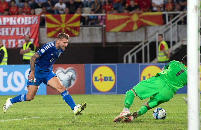 Immobile gol Macedonia Italia