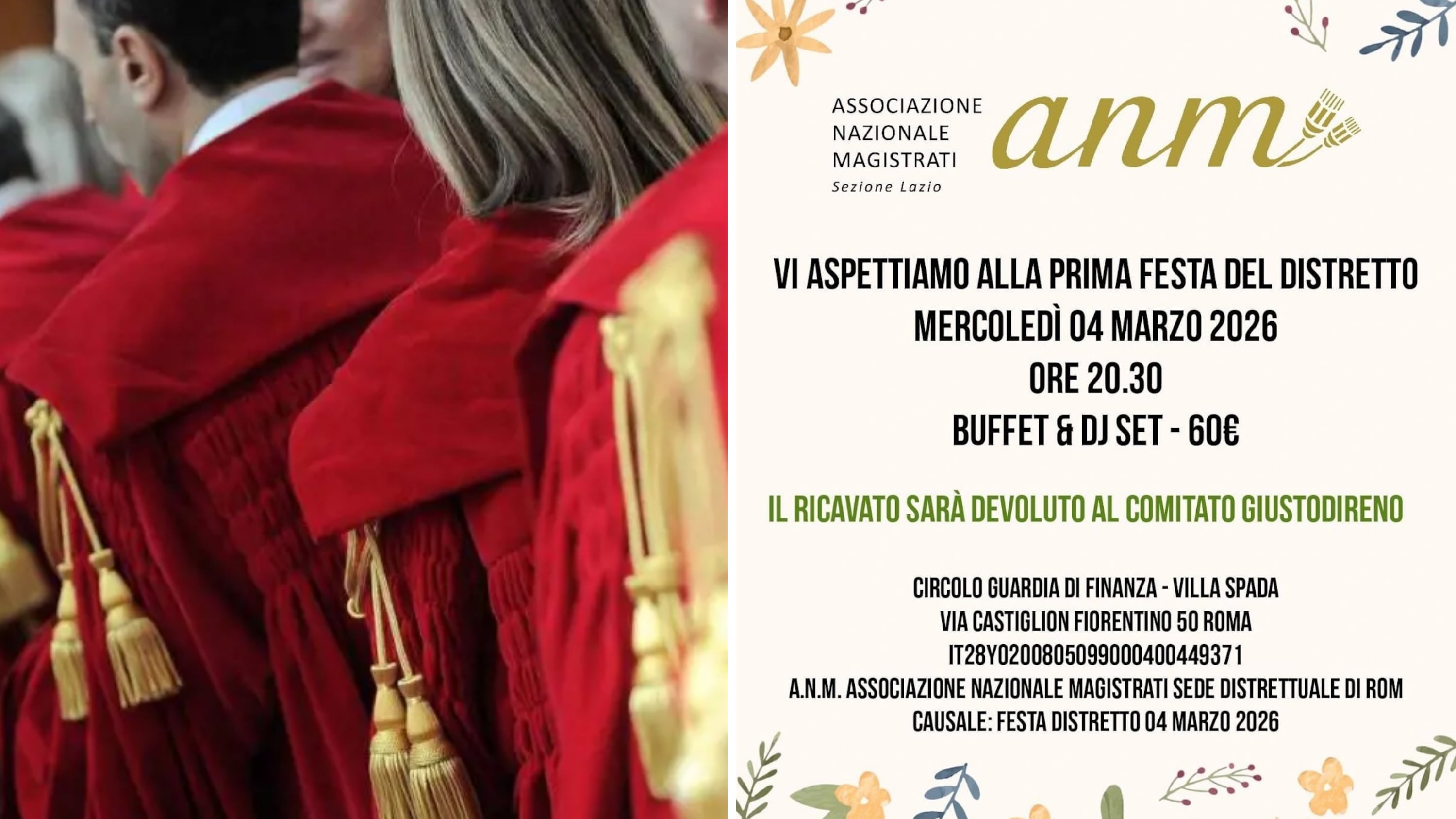 Buffet, dj set, Iban e ricavato per il No: il volantino choc che imbarazza l'Anm. Gasparri: "Esterrefatto"