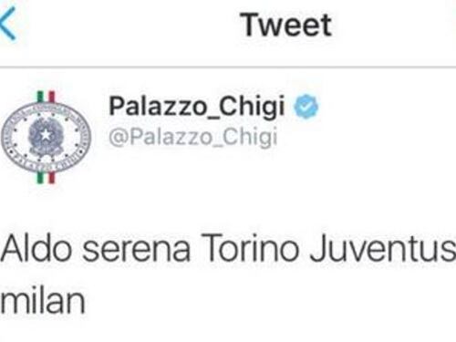 Il tweet-gaffe di palazzo Chigi su Aldo Serena