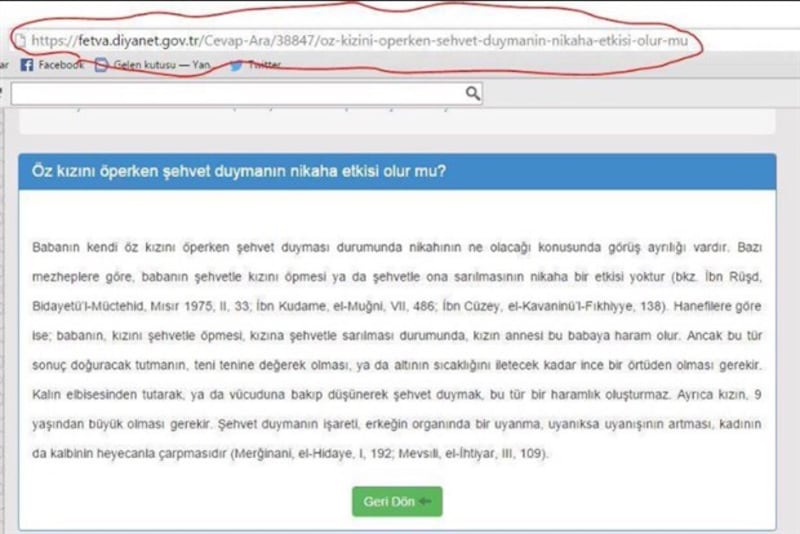 Uno screen della fatwa pubblicata e poi rimossa