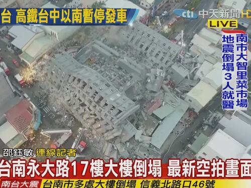Terremoto a Taiwan, edifici crollati