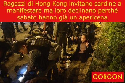 La satira del giorno: "sardine" invitate ad Hong Kong 1