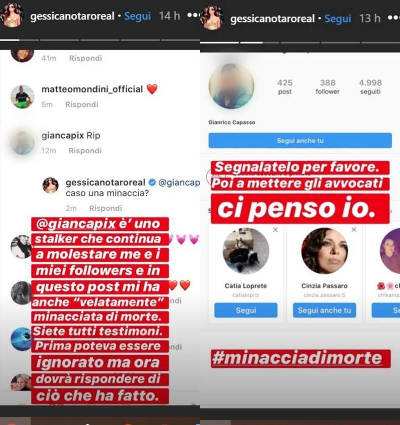 Gessica Notaro dichiarazione social
