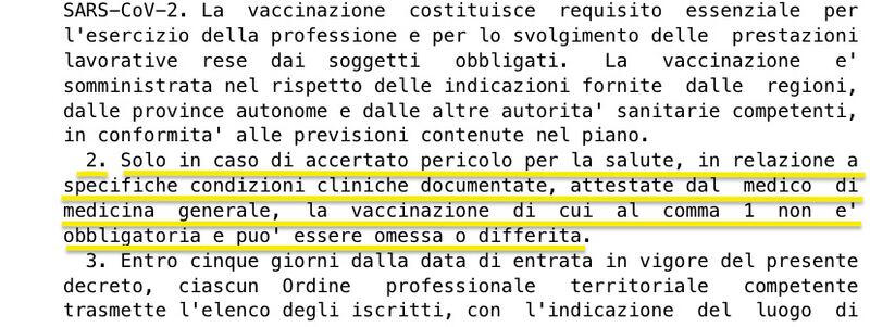 art. 4 comma 2 decreto Covid