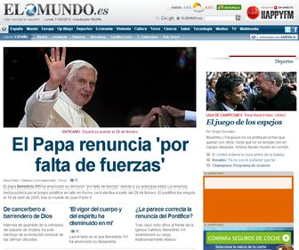 La notizia delle dimissioni del Papa sui giornali esteri 6