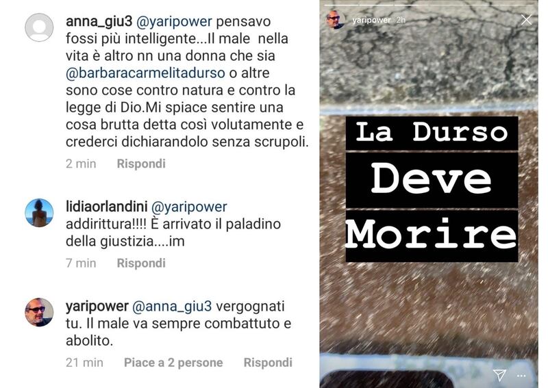 Yari Carrisi contro Barbara d'Urso 