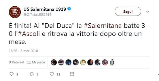 Ascoli-Salernitana 1-3 o 0-3? Anche la Lega Serie B va in tilt su Twitter 5