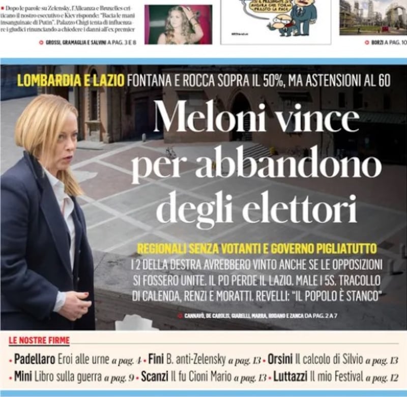 Prima pagina Il Fatto Quotidiano