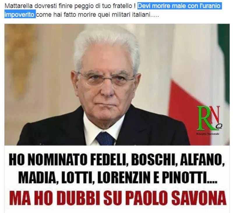 Insulti e minacce di morte sui social a Mattarella 3