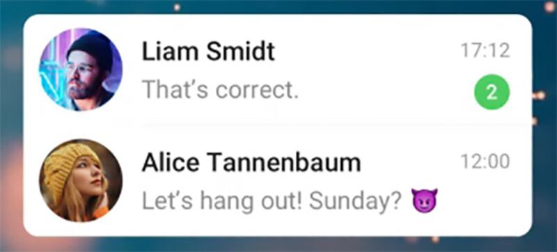 Telegram, widget per la schermata Home
