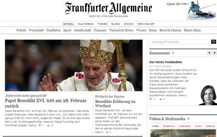 La notizia delle dimissioni del Papa sui giornali esteri 7