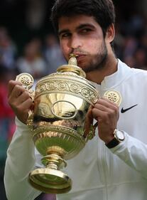 Wimbledon, Alcaraz trionfa al 5 set: le immagini più belle della premiazione 12