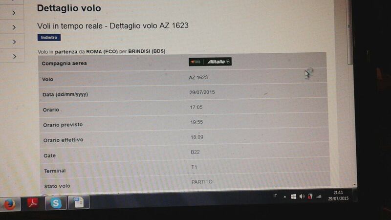 Il volo risulta partito ma è ancora a terra