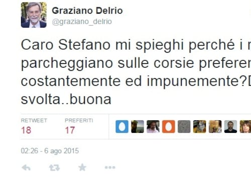 Roma, sosta selvaggia: scontro su Twitter tra Delrio, Esposito e Meloni