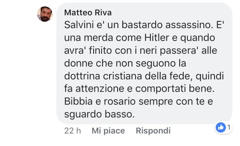 Il commento choc
