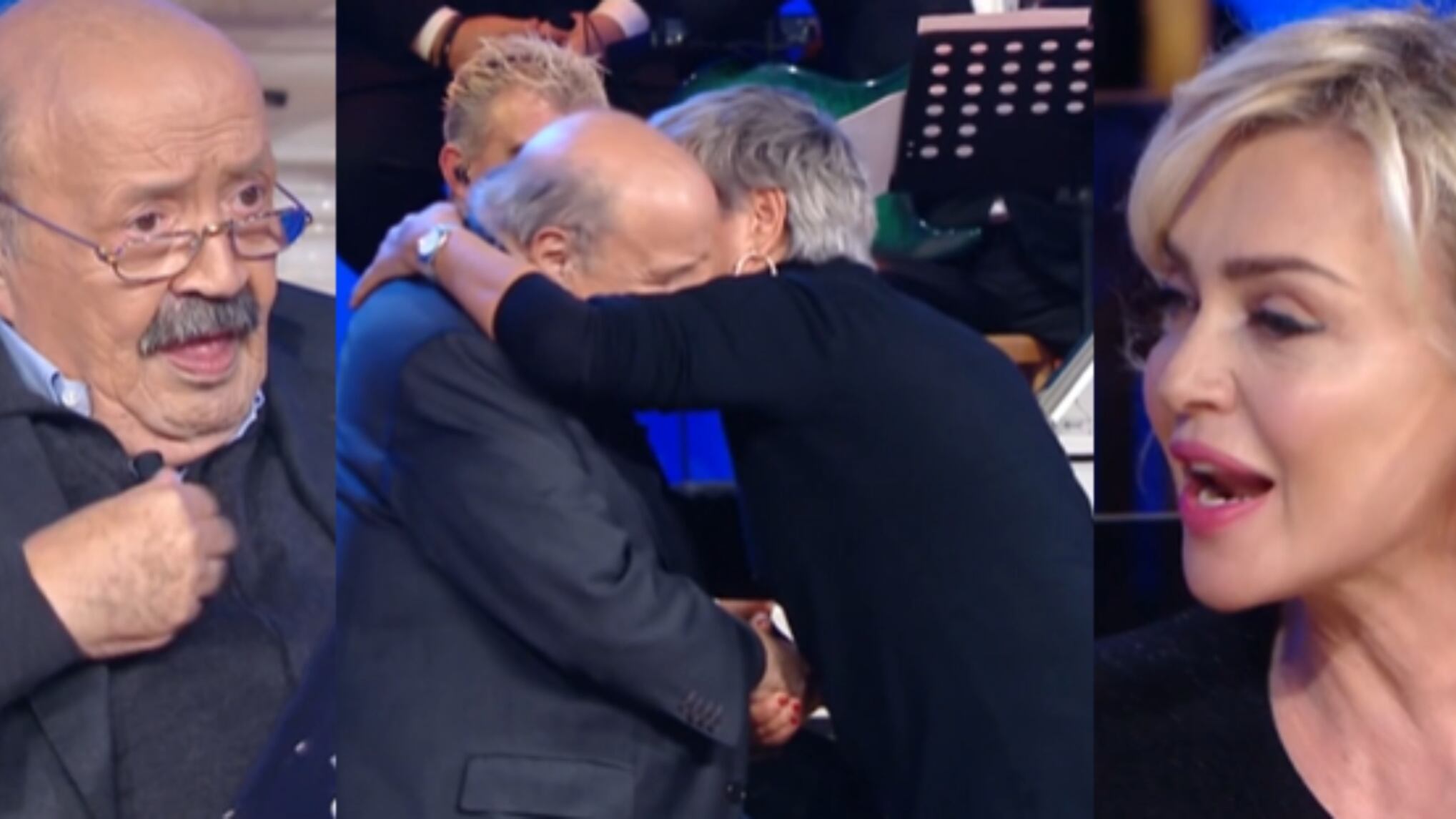La fan irrompe sul palco e ruba un bacio a Maurizio Costanzo