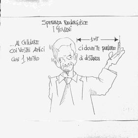 La vignetta del giorno: IL Min.Speranza insegna ai giovani le distanze di sicurezza 1