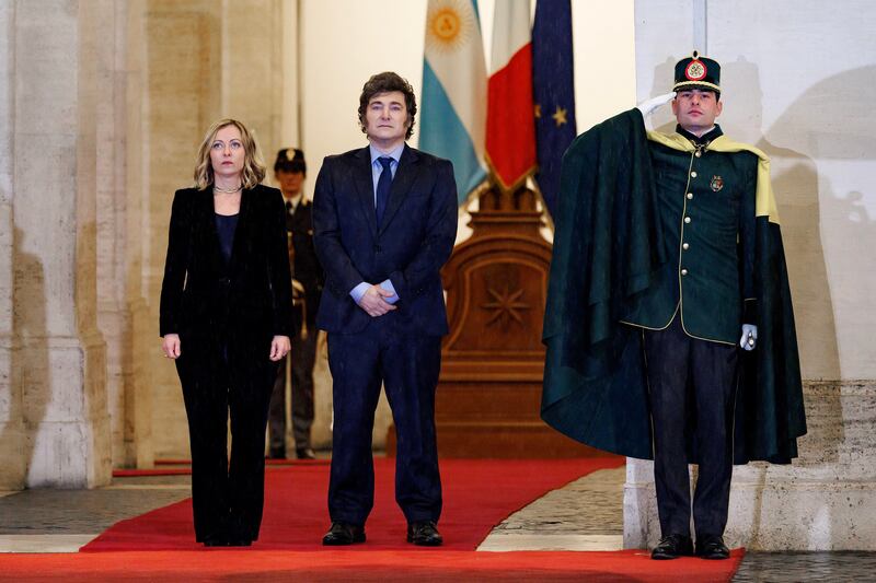 Giorgia Meloni e Javier Milei, incontro di un'ora a palazzo Chigi 1