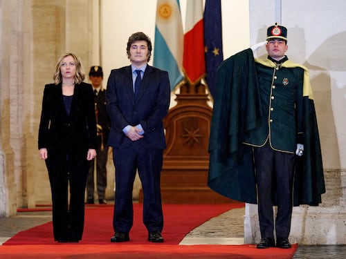Giorgia Meloni e Javier Milei, incontro di un'ora a palazzo Chigi