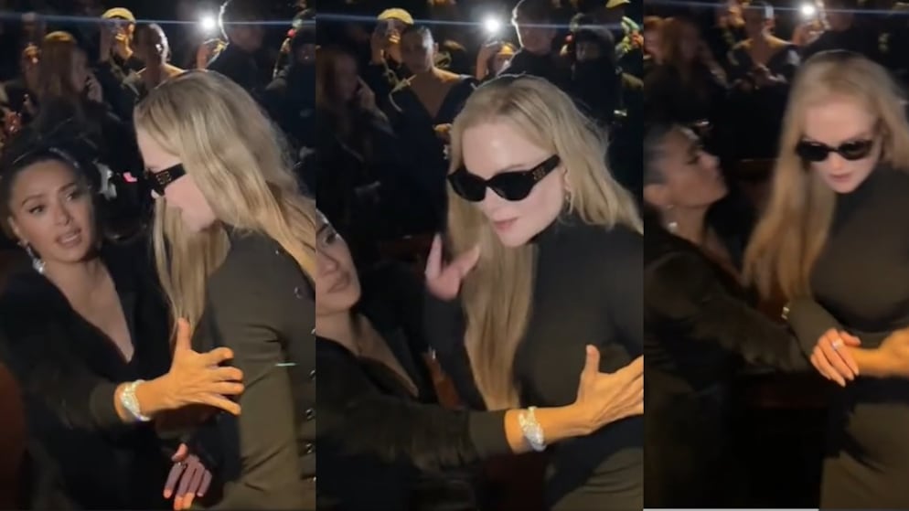 Lite tra Nicole Kidman e Salma Hayek alla sfilata di Balenciaga: cosa è successo