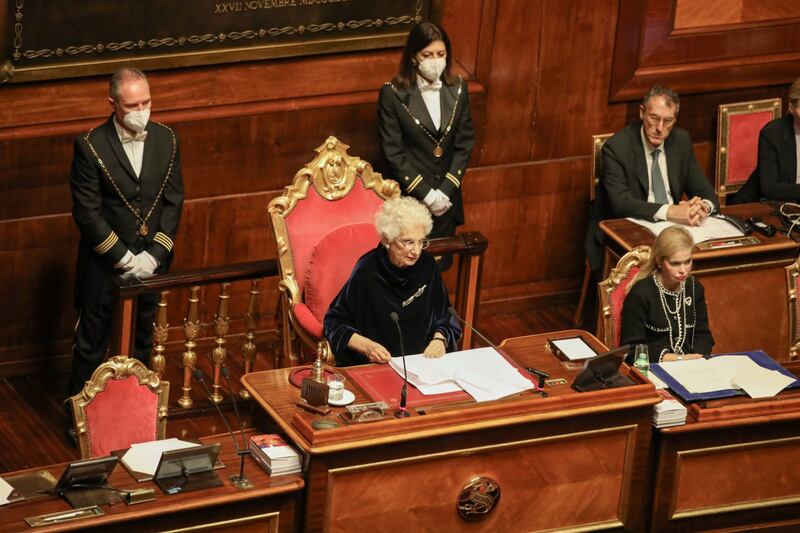 La senatrice a vita Liliana Segre pronuncia il suo discorso al Senato 1