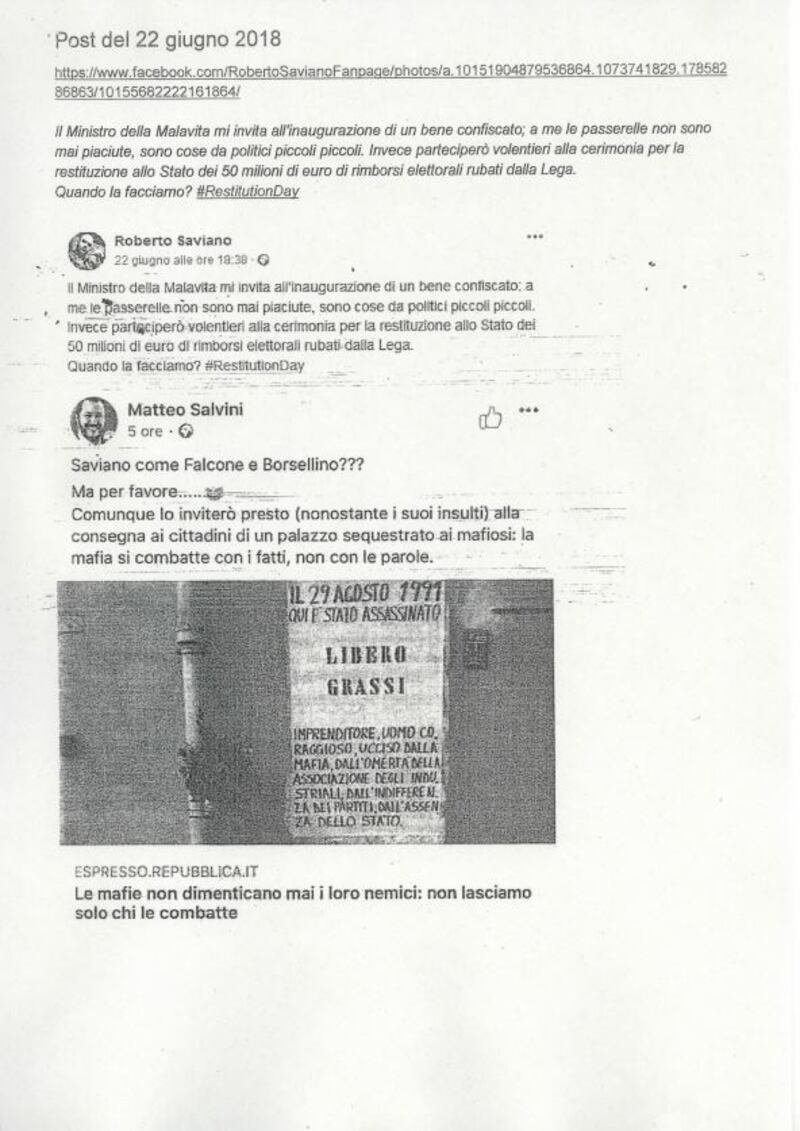 La querela di Salvini a Saviano 8