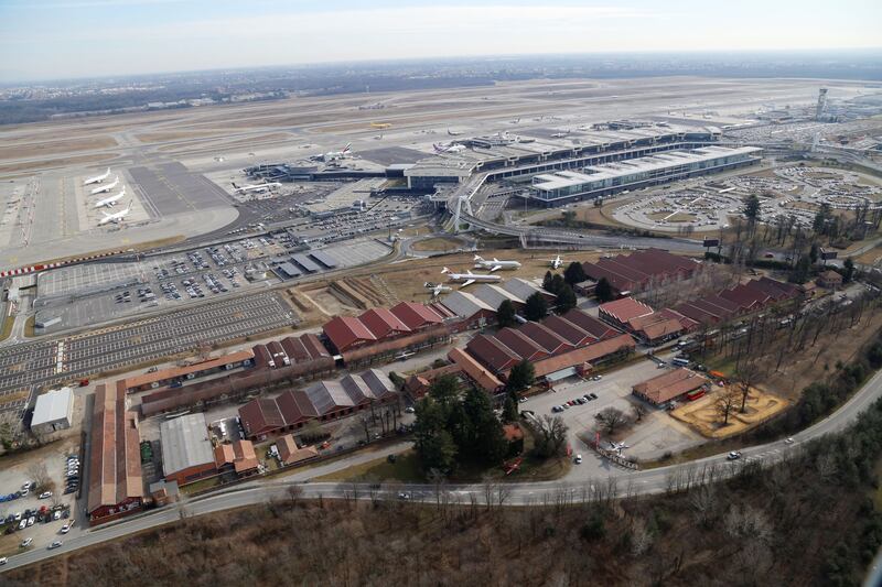 Veduta aerea di Volandia e dell'aeroporto di Milano Malpensa