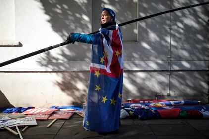 Brexit: i manifestanti fuori il Parlamento inglese  5