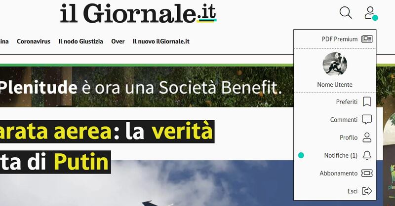 notifica menu aperto