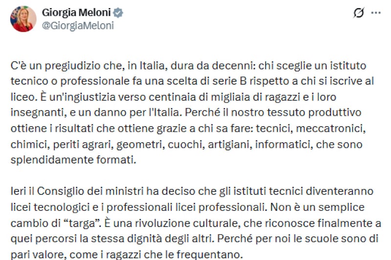 “Stop al pregiudizio su tecnici e professionali: ora sono licei”