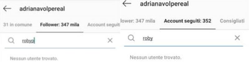 Adriana Volpe non segue marito sui social