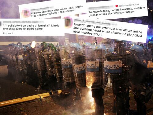 “Vogliamo tutti martellare”, “L’unico sbirro buono è uno sbirro morto”. L’esultanza choc degli antagonisti sulle immagini del poliziotto aggredito
