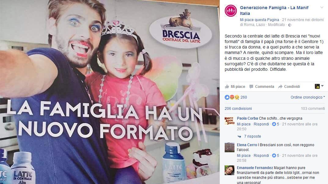 La pubblicità del latte col papà truccato che sta scatenando le polemiche