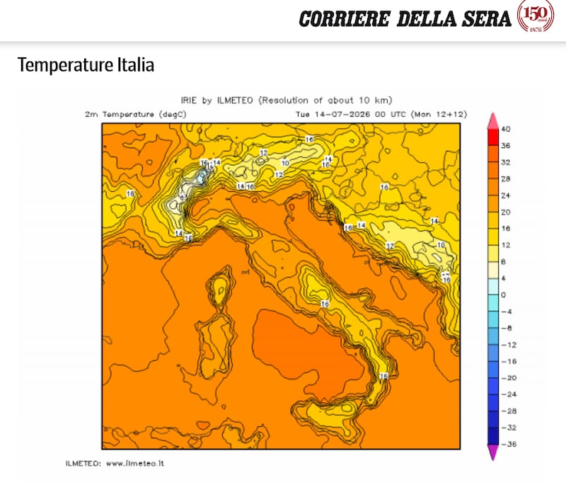 Mappa caldo corriere