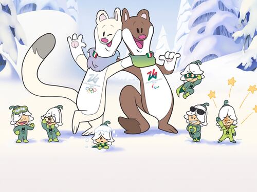 Le mascotte delle olimpiadi Milano Cortina 2026 a Racquet Trend Expo