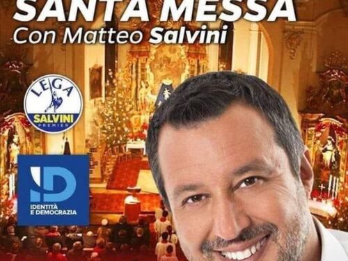 "Santa Messa con Salvini". La locandina diventa un caso: "Ma è fake"