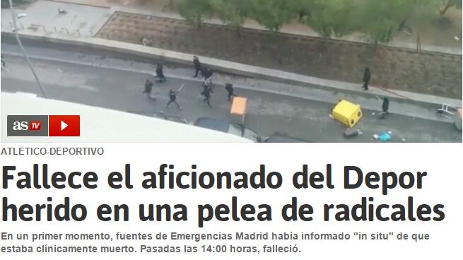 Duri scontri tra tifosi a Madrid, muore tifoso