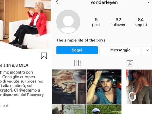 Clamorosa gaffe di Conte. "Tagga" la von der Leyen ma sono uomini semi nudi
