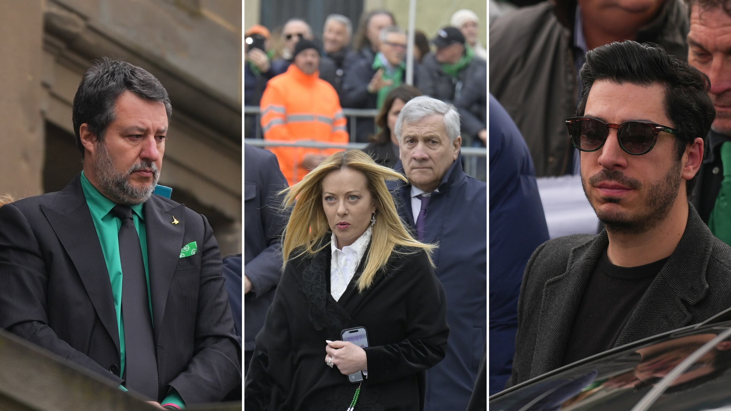 Bossi, l'ultimo saluto a Pontida. Da Meloni a Giorgetti: ecco chi c'era. Salvini e il bacio alla moglie del Senatur