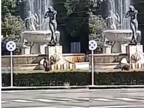 Ancora uno sfregio dell'inciviltà: migrante si spoglia e si lava in una fontana di Modena