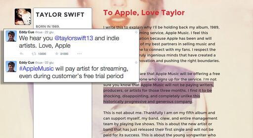 Taylor Swift con un tweet sbaraglia Apple 1
