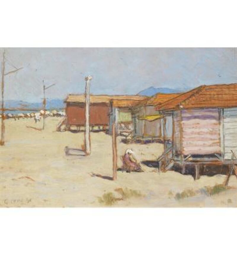 Galileo Chini, Cabine su la spiaggia di Lido di Camaiore, 1931