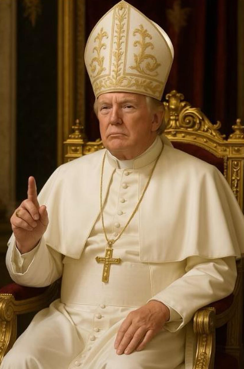 Trump vestito da Papa