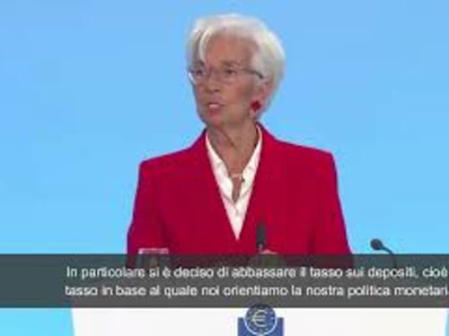 Lagarde (Bce): "Taglieremo tassi di interesse di 25 punti base"