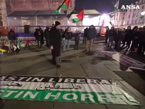 Torino, presidio pro Palestina dopo il cessate il fuoco a Gaza
